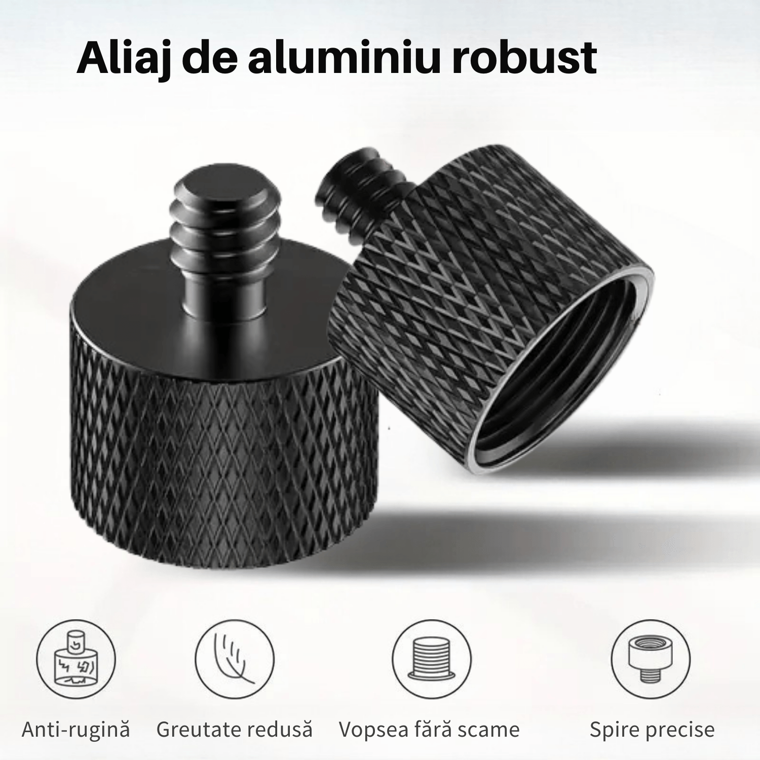Adaptor Aluminiu, Filet Mama 5/8" la Filet Tata 1/4" pentru Stativ Microfon, Camera, Echipamente de Inregistrare Sonora - imagine 7